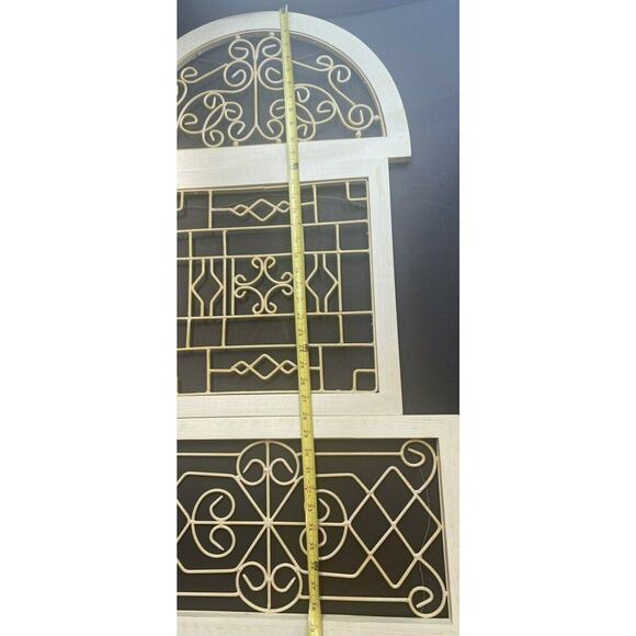 Vintage Shabby Chic Metal Scroll Whitewashed Wall Garden Patio Art x3 - Picture 5 of 12